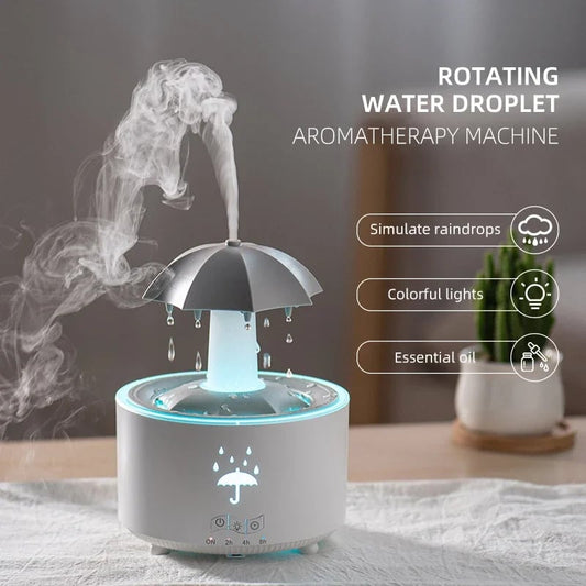 Aromatherapy Rotating Water Droplet Led Umbrella  Humidifier