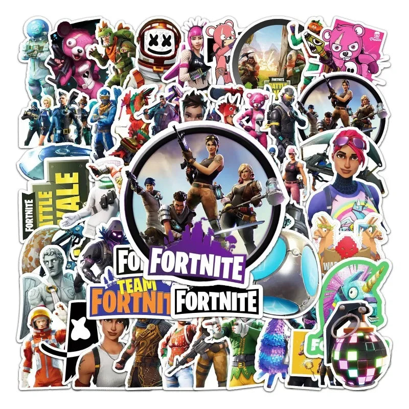 50pcs Fortnite Game Character Graffiti Stickers Waterproof Decorative Water Cup Suitcase Desktop Stationery Skateboard Stickers